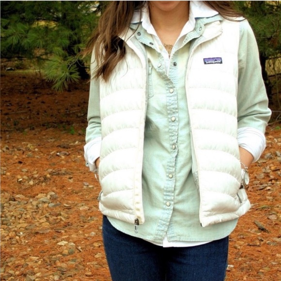 Patagonia down sweater puffer sleeveless jacket vest W- medium birch white - Picture 7 of 7